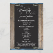Kreidetafel auf Holz - Blaue Hochzeit Programm (Vorderseite)