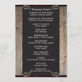 Kreidetafel auf Holz - Burgunder Hochzeit Programm (Rückseite)