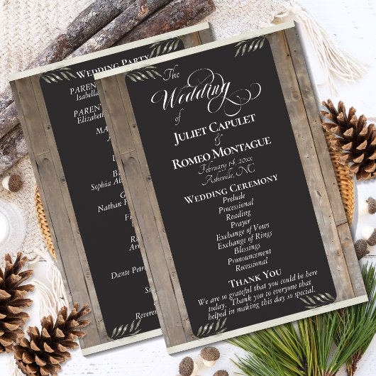 Kreidetafel auf Holz - Creme Hochzeit Programm