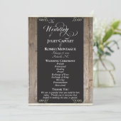 Kreidetafel auf Holz - Creme Hochzeit Programm (Stehend Vorderseite)