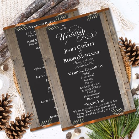 Kreidetafel auf Holz - Kupferhochzeit Programm