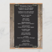 Kreidetafel auf Holz - Pfirsich-Hochzeit Programm (Rückseite)