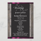 Kreidetafel auf Holz & Pflaumenband - Hochzeit Programm (Vorderseite)