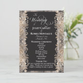 Kreidetafel auf Holz, Rosenrand - Hochzeit Programm (Stehend Vorderseite)