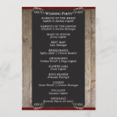 Kreidetafel auf Holz - Rote Hochzeit Programm (Rückseite)