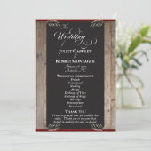 Kreidetafel auf Holz - Rote Hochzeit Programm (Stehend Vorderseite)