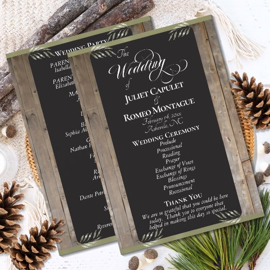 Kreidetafel auf Holz - Salbei-Hochzeit Programm
