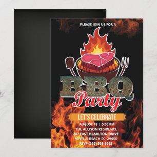 Kreidetafel BBQ Grill  Grillen  Sommer  Party Einladung