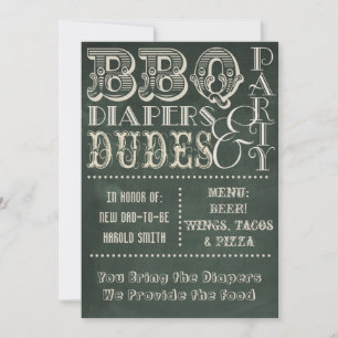 Kreidetafel Bier Windeln und Kerle Baby-Party Einladung
