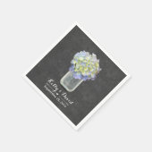 Kreidetafel Blaue Hortensien-Mason-Glas-Hochzeit Serviette (Ecke)