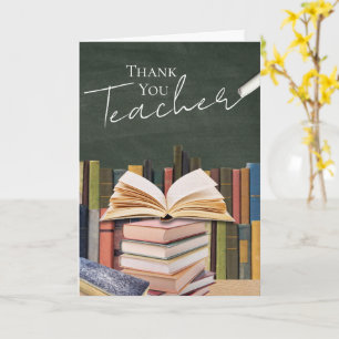 Kreidetafel & Buchstapel Lehrer Dankeschön-Karte Karte