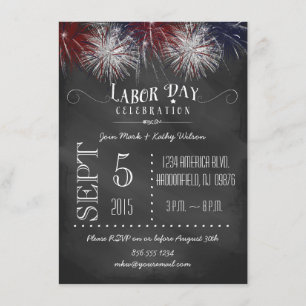 Kreidetafel-Feuerwerk Labor Day Party-Einladung Einladung