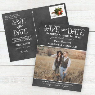 Kreidetafel Foto Hochzeit Save the Date Ankündigungspostkarte