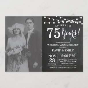 Kreidetafel-Foto zum 75. Hochzeitstag Einladung