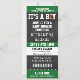 Kreidetafel Fußball-Ticket Baby Shower Einladung