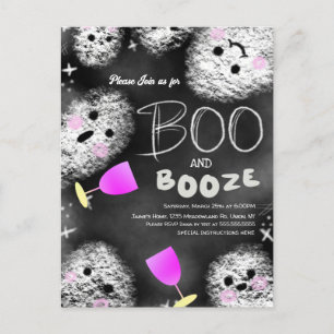 Kreidetafel-Geist Boo Booze Halloween Erwachsene  Postkarte