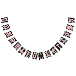 Kreidetafel Gratulation Schwarz Weiß Rosa Hochzeit Wimpelkette