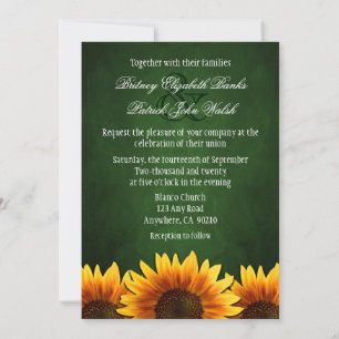 Kreidetafel-Grüne Sonnenblumen-Hochzeitseinladunge Einladung