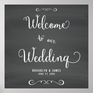 Kreidetafel-Hochzeitsempfangs-Schild-Druck 50x50 c Poster