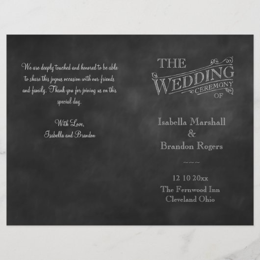 Kreidetafel-Hochzeitsprogramm (Vorderseite)