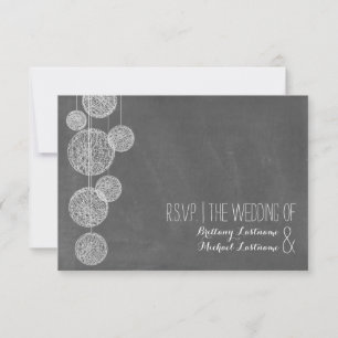 Kreidetafel-Inspirierte Zwirn-Globus-Hochzeit R.S. RSVP Karte