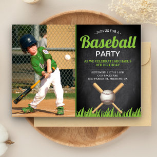 Kreidetafel Kinder Baseball Geburtstagsfeier Foto Einladung