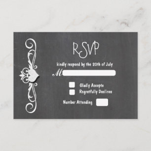 Kreidetafel Kreide Herz Hochzeit RSVP-Karte Einlad RSVP Karte