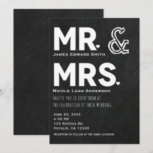 Kreidetafel Kreide Mr. & Mrs. Hochzeitsantrag Einladung