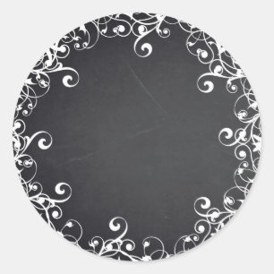 Kreidetafel Leerer Blumen-Schwung Faux Text anpass Runder Aufkleber