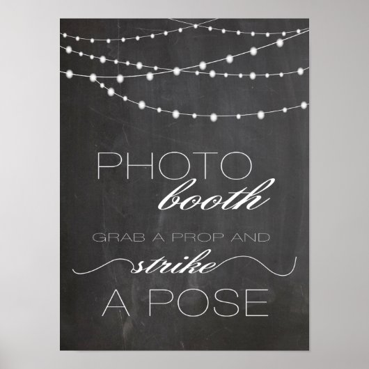 Kreidetafel Lichterkette Fotoautomaten Hochzeitssc Poster (Vorne)