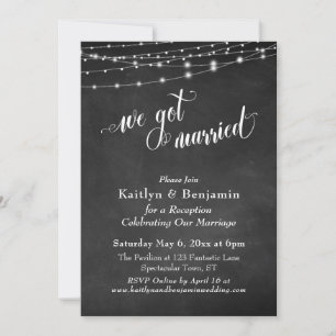 Kreidetafel Lichterkette Hochzeitsempfang Only Einladung