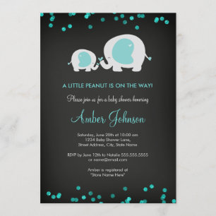 Kreidetafel Little Peanut Blau Baby Shower Einladu Einladung