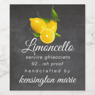 Kreidetafel-Look Limoncello-Flaschenetikett   Weinetikett