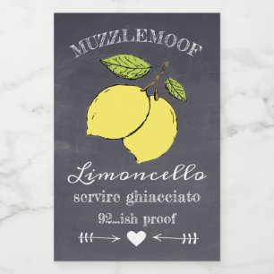 Kreidetafel-Look Limoncello-Kleine Flaschenetikett Lebensmitteletikett