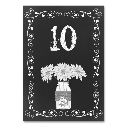Kreidetafel-Mason-Glas-Hochzeitstischkarte Tischnummer (Vorderseite)