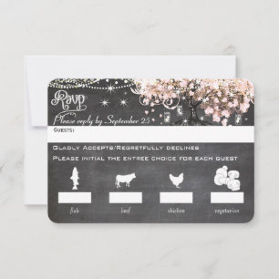 Kreidetafel-Menüwahl Pink Heart Leaf Tree RSVP Karte