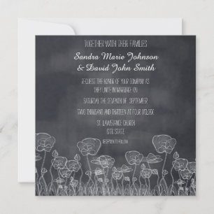 Kreidetafel Mohn Handgezeichnete Hochzeitseinladun Einladung
