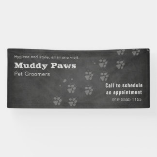 Kreidetafel-Pfotenabdrücke-Grooming-Dienstleistung Banner