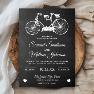 Kreidetafel Retro Tandem-Fahrrad Hochzeitseinladun Einladung
