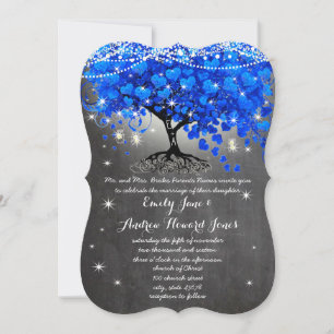 Kreidetafel Royalblau Herzblatt Baum Mason Jar Einladung