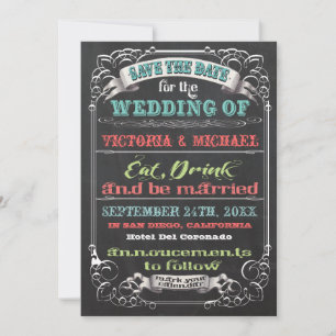 Kreidetafel Save-the-Date-Hochzeitseinladungen Save The Date