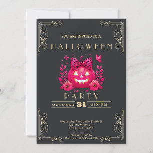 Kreidetafel Schwarz & Gold Jack-O' Lantern Hallowe Einladung
