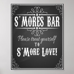Kreidetafel S'more Bar Hochzeitsfeier Druck Poster