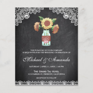 Kreidetafel-Sonnenblumen Hochzeitseinladung zum kl