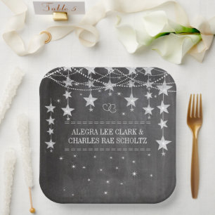 Kreidetafel Stars Style Fancy Ränder Pappteller