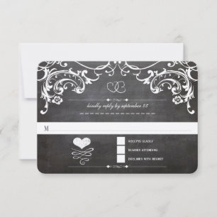 Kreidetafel Süße Herz Initialen Typografie RSVP Karte