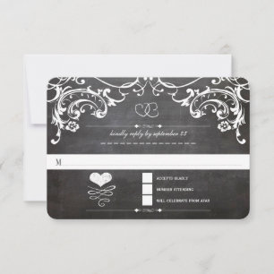 Kreidetafel Süße Herz Initialen Typografie RSVP Karte