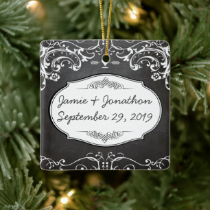 Kreidetafel-Typografie-Hochzeiten Keramikornament