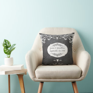 Kreidetafel-Typografie-Hochzeiten Kissen