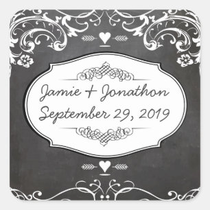 Kreidetafel-Typografie-Hochzeiten Quadratischer Aufkleber